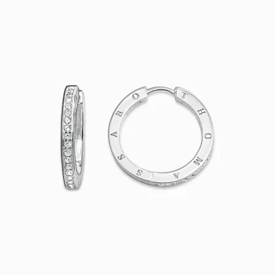 THOMAS SABO Creoler | Återvunnet 925 silver<925 STERLINGSILVER silverfargad, vit