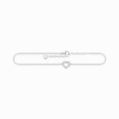 THOMAS SABO Ankelkedjor | Återvunnet 925 silver<ANKELKEDJA HJ&AUML;RTA silverfargad, vit