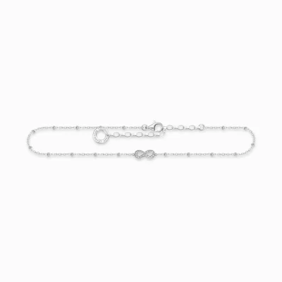 THOMAS SABO Ankelkedjor | Återvunnet 925 silver<ANKELKEDJA INFINITY SILVER silverfargad, vit