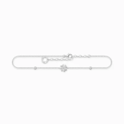 THOMAS SABO Ankelkedjor | Återvunnet 925 silver<ANKELKEDJA KL&OUML;VERBLAD SILVER silverfargad, vit