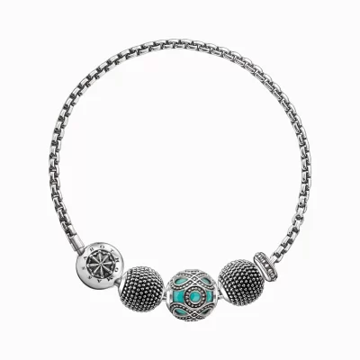 THOMAS SABO Återvunnet 925 silver | Presentset<ARMBAND KATHMANDU silverfargad, turkos