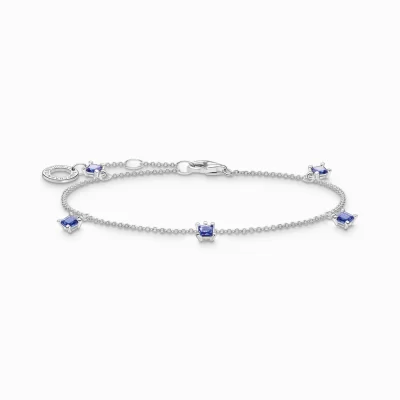 THOMAS SABO Armband | Återvunnet 925 silver<ARMBAND MED BL&ARING; STENAR silverfargad, mörkblå