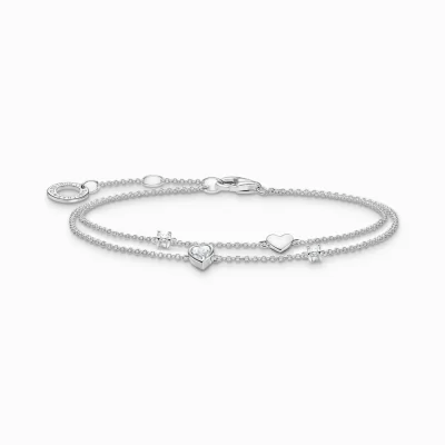 THOMAS SABO Armband | Återvunnet 925 silver<ARMBAND MED HJ&AUML;RTAN OCH VITA STENAR SILVER silverfargad, vit