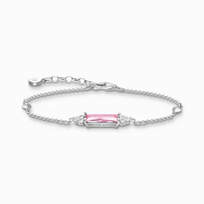 THOMAS SABO Armband | Återvunnet 925 silver<ARMBAND MED ROSA OCH VITA STENAR SILVER silverfargad, vit, rosa