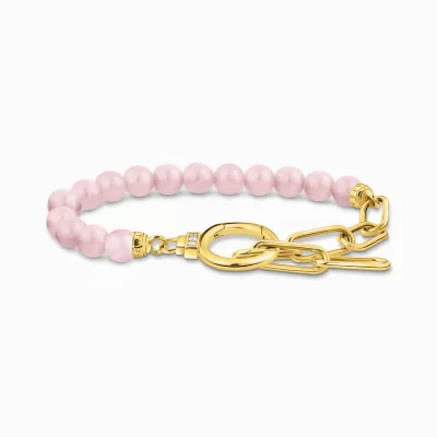 THOMAS SABO Armband | Halsband<ARMBAND MED ROSA P&AUML;RLOR OCH L&AUML;NKKEDJA – F&OUML;RGYLLT gult guldfargad, vit, rosa