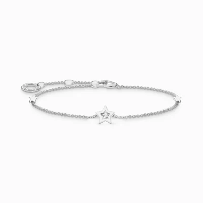 THOMAS SABO Armband | Glow in the Dark<ARMBAND MED STJ&AUML;RNA KALLEMALJ OCH VITA STENAR SILVER silverfargad, vit