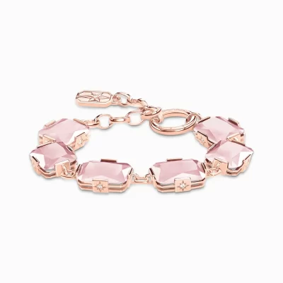 THOMAS SABO Armband<ARMBAND MED STORA ROSA STENAR ROS&EACUTE;GULDPL&AUML;TERAD rosa, silverfargad, vit