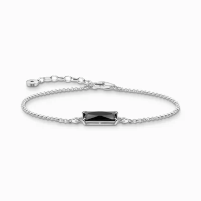 THOMAS SABO Armband<ARMBAND MED SVART STEN SILVER silverfargad, svart