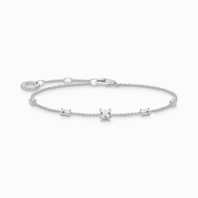 THOMAS SABO Armband | Återvunnet 925 silver<ARMBAND MED VITA STENAR SILVER silverfargad, vit