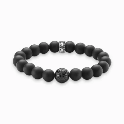 THOMAS SABO Armband | Återvunnet 925 silver<ARMBAND OBSIDIAN svart, silverfargad