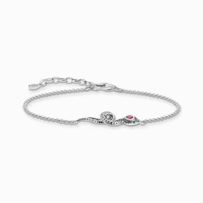 THOMAS SABO Armband | Återvunnet 925 silver<ARMBAND ORM SILVER grön, röd, svart, silverfargad