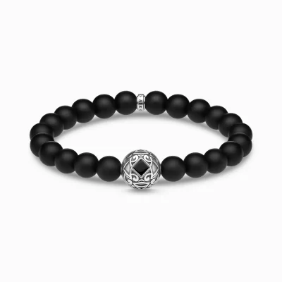 THOMAS SABO Armband | Återvunnet 925 silver<ARMBAND ORNAMENT SVART silverfargad, svart