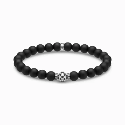 THOMAS SABO Armband | Återvunnet 925 silver<ARMBAND ORNAMENT SVART silverfargad, svart