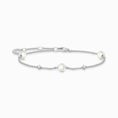 THOMAS SABO Armband | Återvunnet 925 silver<ARMBAND P&AUML;RLOR MED VITA STENAR SILVER silverfargad, vit