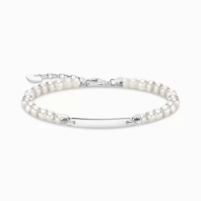 THOMAS SABO Armband | Återvunnet 925 silver<ARMBAND P&AUML;RLOR SILVER silverfargad, vit