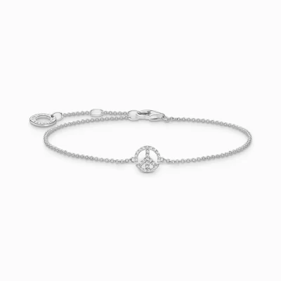 THOMAS SABO Armband | Återvunnet 925 silver<ARMBAND PEACE MED VITA STENAR SILVER silverfargad, vit