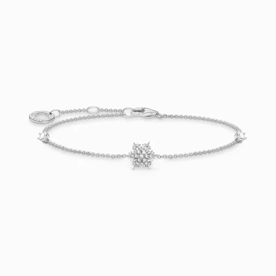 THOMAS SABO Armband | Återvunnet 925 silver<ARMBAND SN&OUML;FLINGA MED VITA STENAR SILVER silverfargad, vit