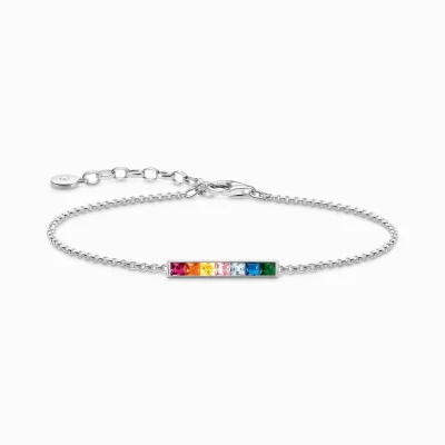 THOMAS SABO Armband | Återvunnet 925 silver<ARMBAND STENAR I F&AUML;RG SILVER silverfargad, rosa, guld, orange, grön, blå, ljusblå, röd