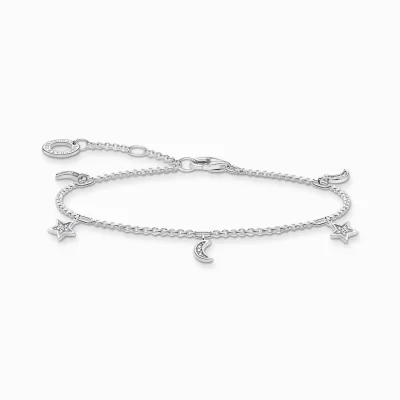 THOMAS SABO Armband | Återvunnet 925 silver<ARMBAND STJ&AUML;RNA  M&ARING;NE SILVER silverfargad, vit