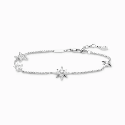 THOMAS SABO Armband | Återvunnet 925 silver<ARMBAND STJ&AUML;RNA SILVER silverfargad, vit