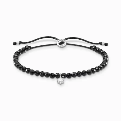 THOMAS SABO Armband | Återvunnet 925 silver<ARMBAND SVARTA P&AUML;RLOR MED VIT STEN svart, silverfargad, vit