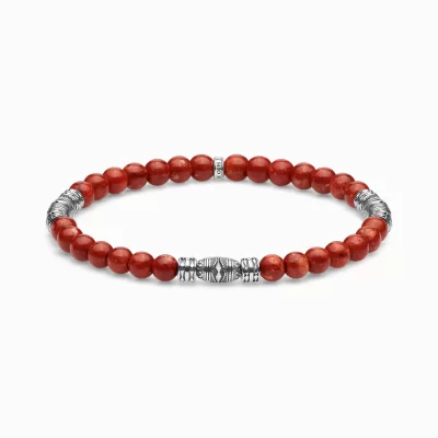 THOMAS SABO Armband | Återvunnet 925 silver<ARMBAND TALISMAN R&OUML;D silverfargad, röd