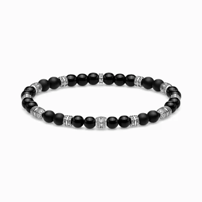 THOMAS SABO Armband | Återvunnet 925 silver<ARMBAND TALISMAN SVART silverfargad, svart