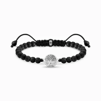 THOMAS SABO Armband | Återvunnet 925 silver<ARMBAND TREE OF LOVE SILVER silverfargad, svart