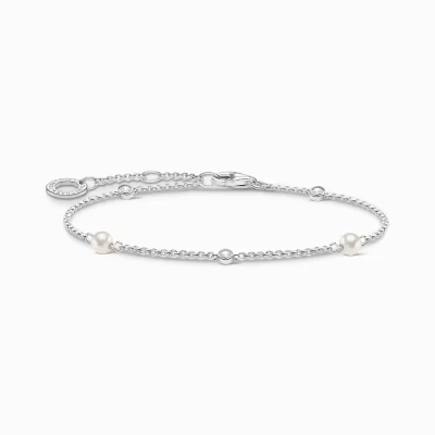 THOMAS SABO Armband | Återvunnet 925 silver<ARMBAND VITA STENAR silverfargad, vit