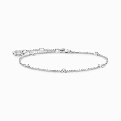 THOMAS SABO Armband | Återvunnet 925 silver<ARMBAND VITA STENAR SILVER silverfargad, vit