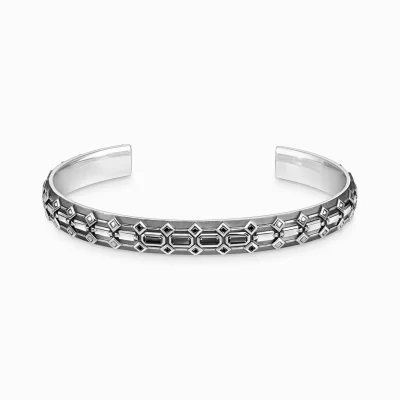 THOMAS SABO Armringar | Armringar<ARMRING – KROKODILFJ&AUML;LL MED SVARTA STENAR – SV&AUML;RTAT SILVER silverfargad, svart