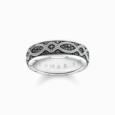 THOMAS SABO Ringar | Återvunnet 925 silver<BANDRING LOVE KNOT svart, silverfargad