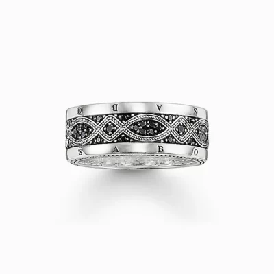 THOMAS SABO Ringar | Återvunnet 925 silver<BANDRING LOVE KNOT svart, silverfargad