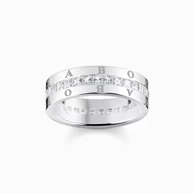 THOMAS SABO Ringar | Återvunnet 925 silver<BANDRING MED VITA STENAR PAV&EACUTE; SILVER silverfargad, vit