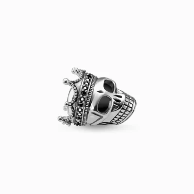 THOMAS SABO Beads | Återvunnet 925 silver<BEAD D&OUML;DSKALLEKUNG svart, silverfargad