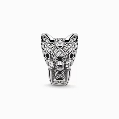 THOMAS SABO Beads | Återvunnet 925 silver<BEAD ELEFANT svart, silverfargad, vit