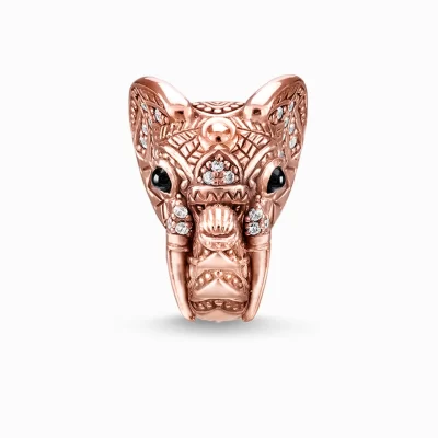 THOMAS SABO Beads | 18K roséguldplätering<BEAD ELEFANT roséguldfargad, svart, vit