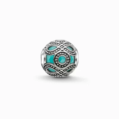 THOMAS SABO Beads | Återvunnet 925 silver<BEAD ETNO TURKOS silverfargad, turkos