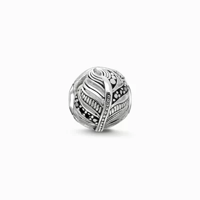 THOMAS SABO Beads | Återvunnet 925 silver<BEAD FJ&AUML;DER svart, silverfargad