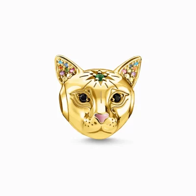 THOMAS SABO Beads | 18K plätering<BEAD KATT GULD svart, gul, blå, grön, rosa, vit, gult guldfargad, orange, turkos, violett, röd