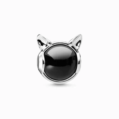 THOMAS SABO Beads | Återvunnet 925 silver<BEAD KATT&OUML;RON SILVER svart, silverfargad