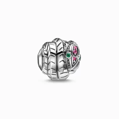 THOMAS SABO Beads | Återvunnet 925 silver<BEAD ORM SILVER silverfargad, röd, grön, svart