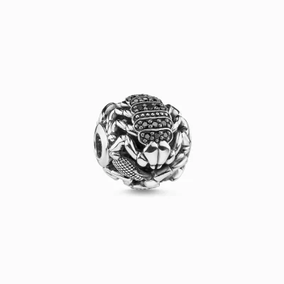 THOMAS SABO Beads | Återvunnet 925 silver<BEAD SKORPION svart, silverfargad