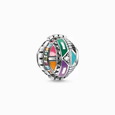 THOMAS SABO Beads | Återvunnet 925 silver<BEAD SOLSYMBOLEN grön, orange, turkos, violett, vit, silverfargad