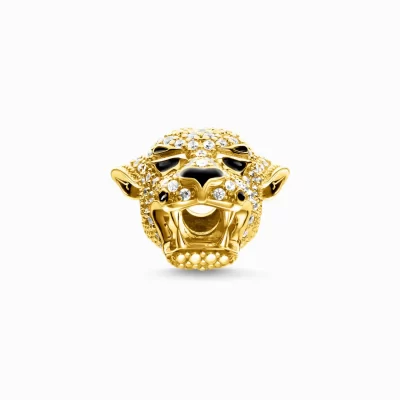 THOMAS SABO Beads | 18K plätering<BEAD TIGER gult guldfargad, svart, vit