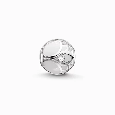 THOMAS SABO Beads | Återvunnet 925 silver<BEAD VIT LOTUSBLOMMA silverfargad, vit