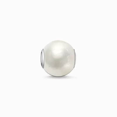 THOMAS SABO Beads | Återvunnet 925 silver<BEAD VIT P&AUML;RLA silverfargad, vit