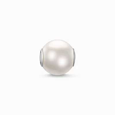 THOMAS SABO Beads | Återvunnet 925 silver<BEAD VIT P&AUML;RLA STOR silverfargad, vit