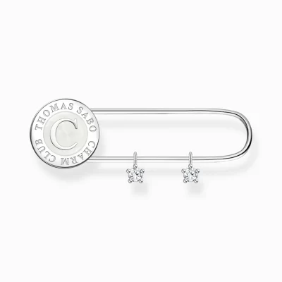 THOMAS SABO Upp till SEK 1.100<BROSCH MED CHARMISTA COIN OCH VITA STENAR SILVER silverfargad, vit