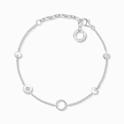 THOMAS SABO Charm Armband | Charm Armband<CHARM-ARMBAND P&AUML;RLOR silverfargad, vit